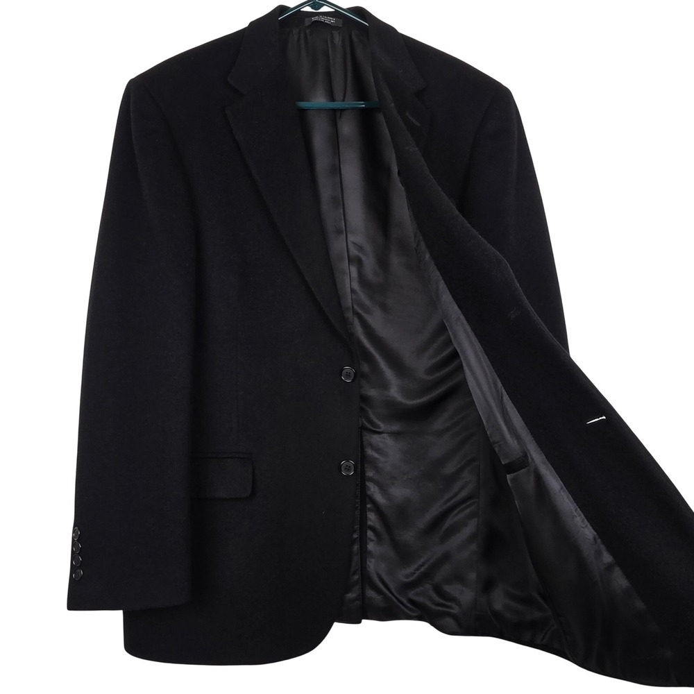 Classy Andrew Fezza Mens 41R Blazer 100% Camel Hair Sport Coat Jacket Black J002